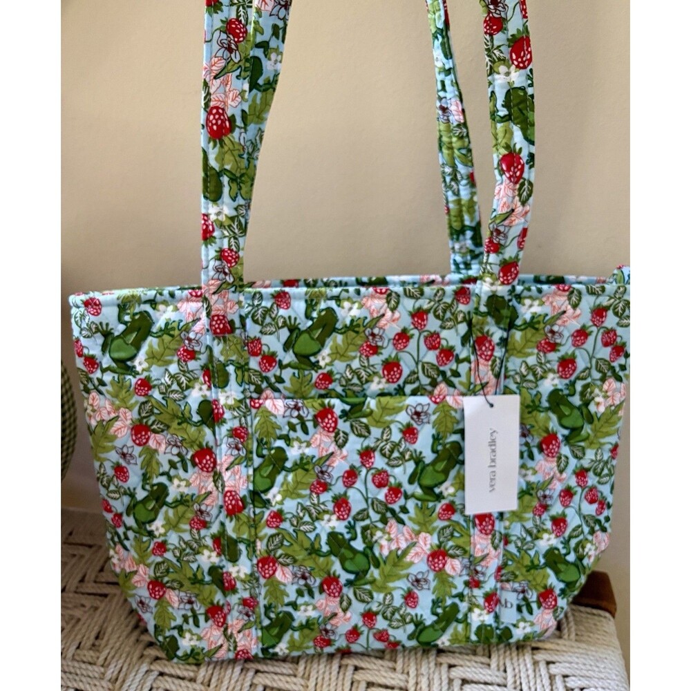 Vera Bradley Small Vera Tote Frogberry Garden Blue Bag Handbag Purse NWT